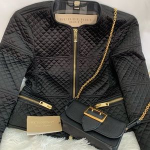 SALE💥 Burberry Brit Black Quilted Cropped Jacket Sz 4 oc